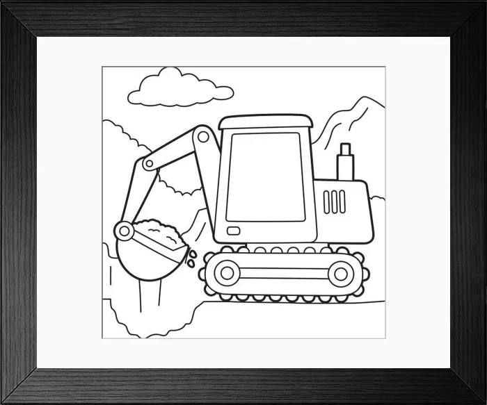 Framed Print : Excavator Coloring Page Framed Print : Excavator Coloring Page