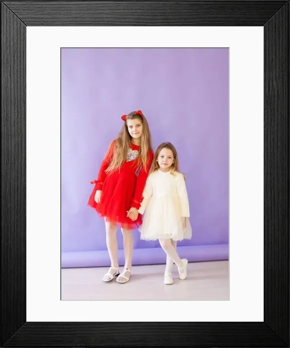 Framed Print : Two beautiful little girls in red and white sister friend dresses Framed Print : Two beautiful little girls in red and white sister friend dresses