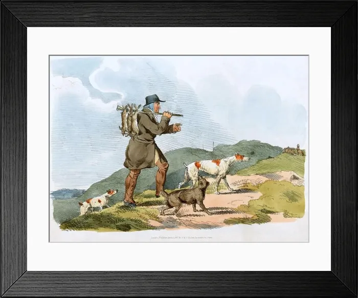 Framed Print : Hunting Rabbits, England, vintage illustration from 1817 Framed Print : Hunting Rabbits, England, vintage illustration from 1817