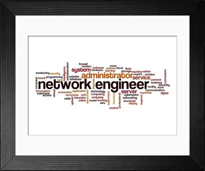 Framed Print : Network engineer word cloud concept on white background Framed Print : Network engineer word cloud concept on white background