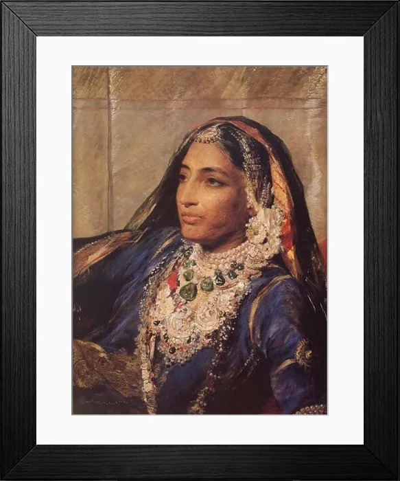 Framed Print : Portrait of Rani Jind Kaur. Jind Kaur aka Jindan, the wife on Maharaja Ranjit Singh, a very well known Sikh emperor of Punjab. 1863 (see [1])