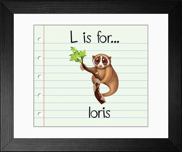 Framed Print : Flashcard letter L is for loris Framed Print : Flashcard letter L is for loris