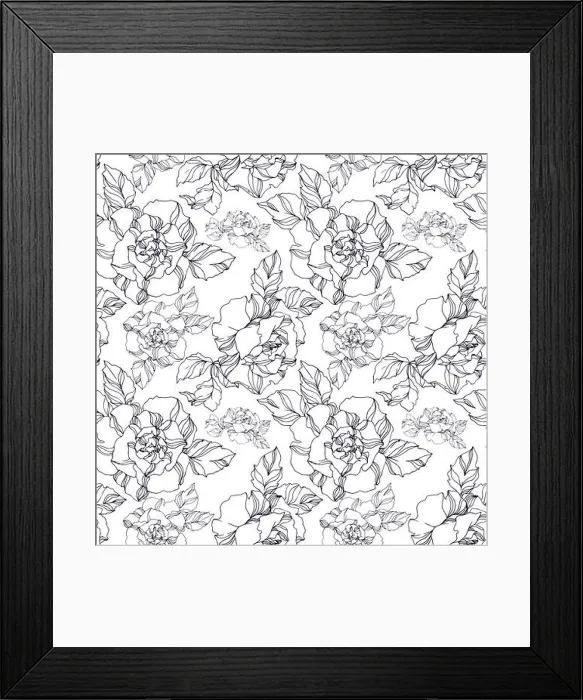 Framed Print : Vector Roses floral botanical flowers Framed Print : Vector Roses floral botanical flowers