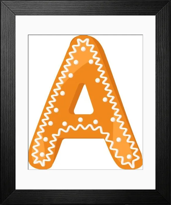 Framed Print : Letter A made from glazed gingerbread Framed Print : Letter A made from glazed gingerbread