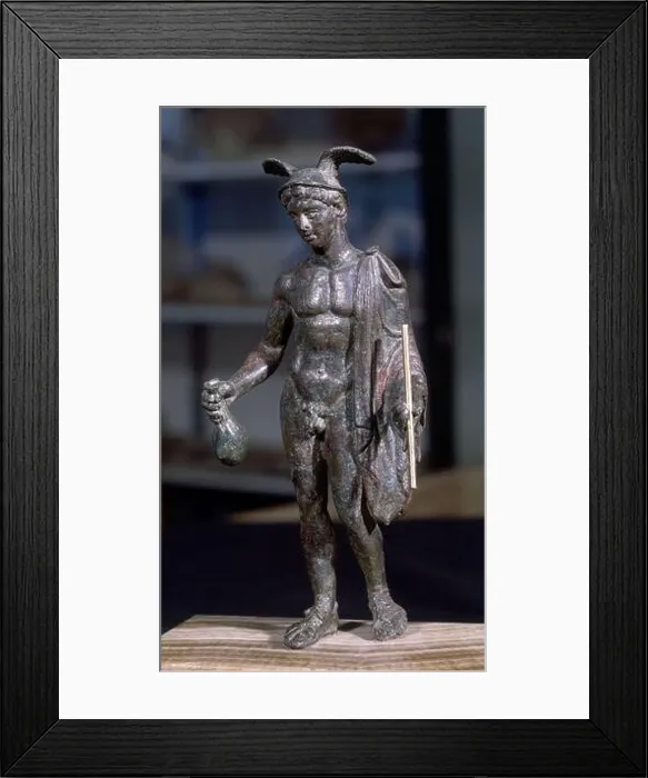 Framed Print : MERCURIO-BRONCE ROMANO DE L'ALTER DE CHILCHES. Location: MUSEO MUNICIPAL, BURRIANA, SPAIN