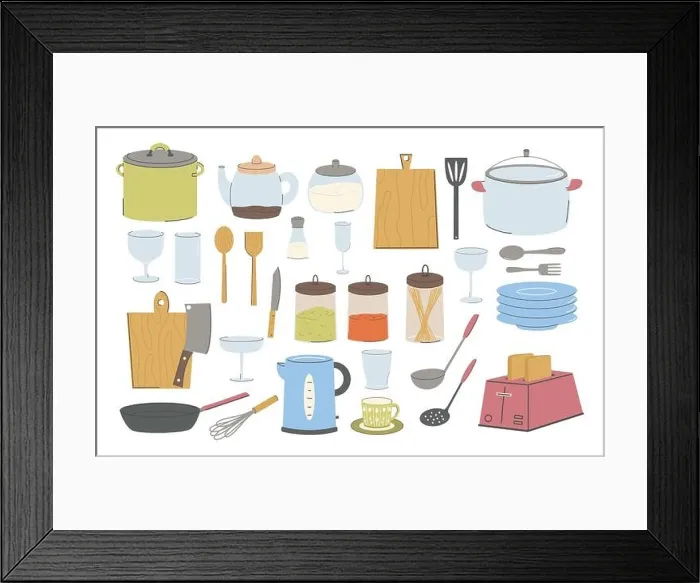 Framed Print : Cook appliances and accessories collection Framed Print : Cook appliances and accessories collection