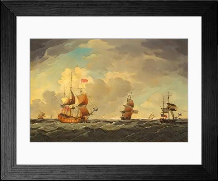 Framed Print : An English Flagship Under Easy Sail in a Moderate Breeze, Charles Brooking, 1723-1759, British. Reimagined Framed Print : An English Flagship Under Easy Sail in a Moderate Breeze, Charles Brooking, 1723-1759, British. Reimagined