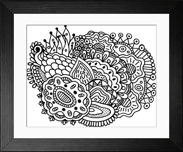 Framed Print : Surreal doodle mandala for coloring book for adults Framed Print : Surreal doodle mandala for coloring book for adults