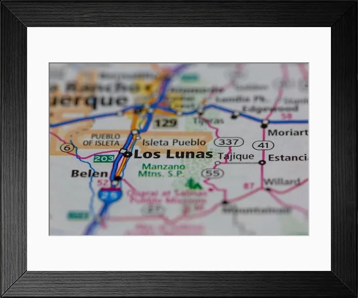 Framed Print : Los Lunas New Mexico USA shown on a Geography map or road ma Framed Print : Los Lunas New Mexico USA shown on a Geography map or road ma