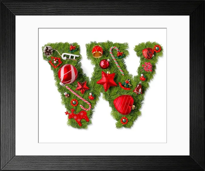 Framed Print : Christmas alphabet letter W isolated on white