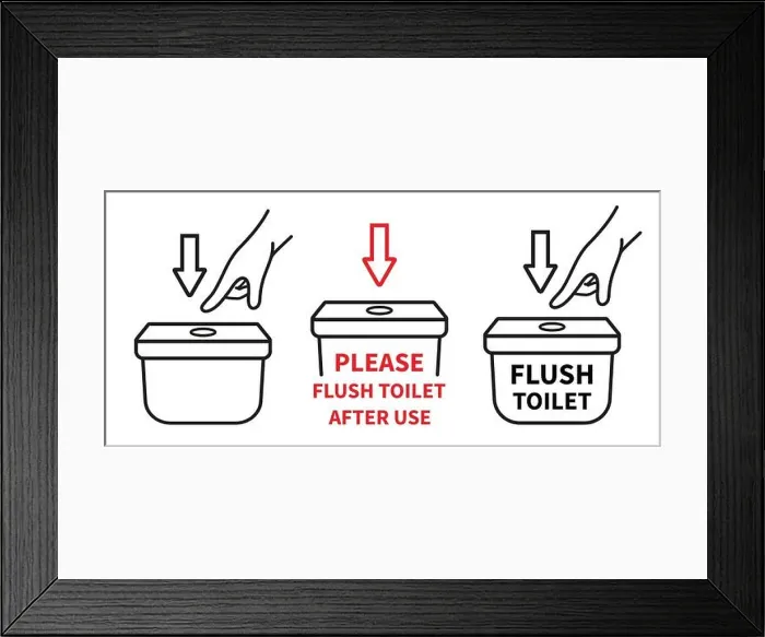 Framed Print : Flush water in toilet after use Framed Print : Flush water in toilet after use