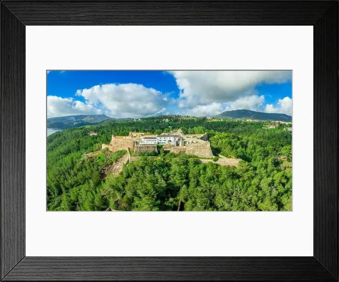 Framed Print : Aerial view of Fortress Sao Filipe in Setubal Portugal star shape fort for cannons Framed Print : Aerial view of Fortress Sao Filipe in Setubal Portugal star shape fort for cannons
