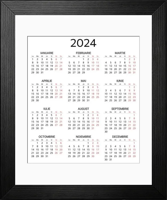 Framed Print : 2024 romanian calendar. Printable Framed Print : 2024 romanian calendar. Printable