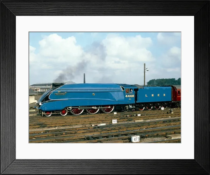 Framed Print : South Yorkshire Pullman. No.4468 Mallard runs forward at York prior to backing onto its train. 4th October 1986 Framed Print : South Yorkshire Pullman. No.4468 Mallard runs forward at York prior to backing onto its train. 4th October 1986