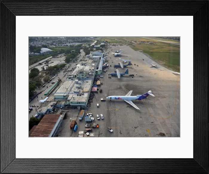 Framed Print : An aerial view shows Toussaint Louverture International Airport in Port-au-Prince Framed Print : An aerial view shows Toussaint Louverture International Airport in Port-au-Prince