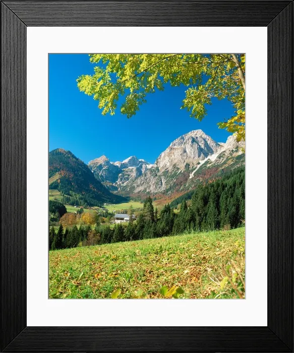 Framed Print : near Lungotz mountains autumn Lammertal scenery Austria Europe Salzburg Tennengebirge