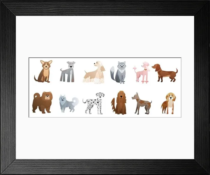 Framed Print : Cartoon cute dogs set vector illustration Framed Print : Cartoon cute dogs set vector illustration