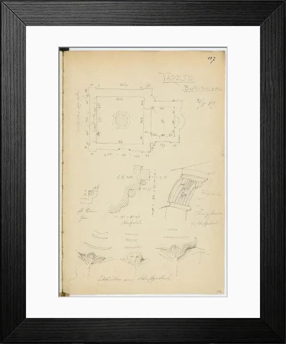 Framed Print : Stiehl Otto (1860-1940): Sketch and photo album 3: Baptistery, Varese Framed Print : Stiehl Otto (1860-1940): Sketch and photo album 3: Baptistery, Varese
