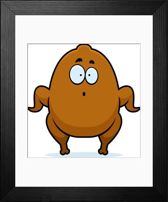 Framed Print : A cartoon illustration of a Thanksgiving turkey looking surprised Framed Print : A cartoon illustration of a Thanksgiving turkey looking surprised