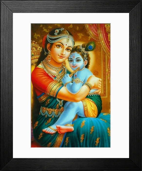 Framed Print : illustration of yashoda and krishna Framed Print : illustration of yashoda and krishna