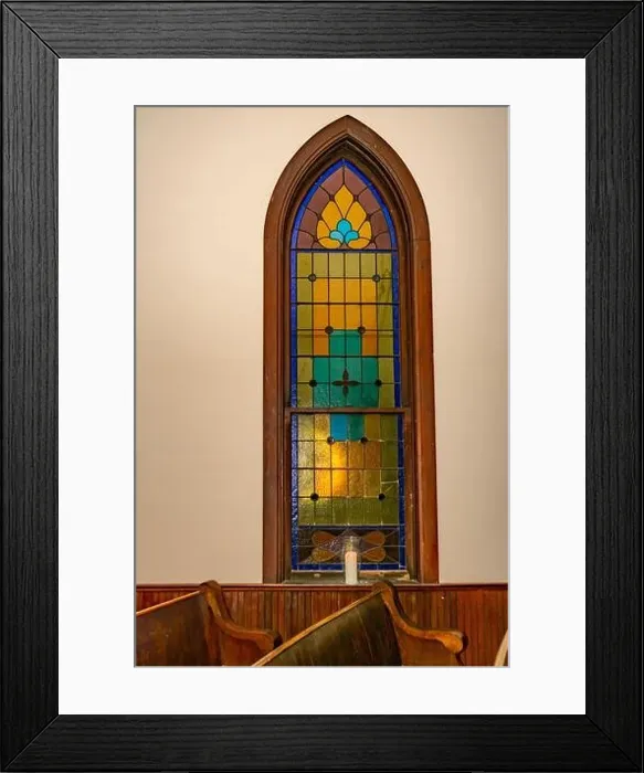 Framed Print : Stained glass window in a rural Christian church in Kentucky Framed Print : Stained glass window in a rural Christian church in Kentucky
