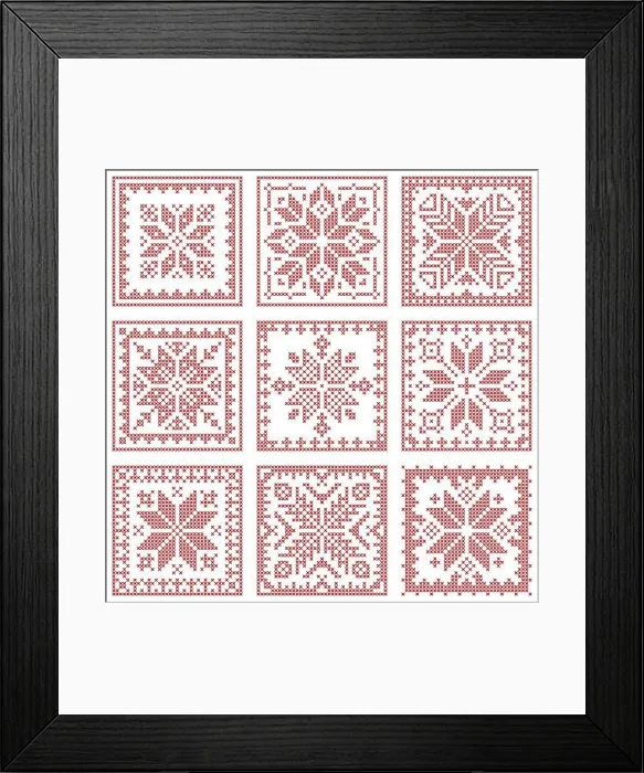 Framed Print : Christmas embroidered quilt plaid Scandinavian knitting pattern