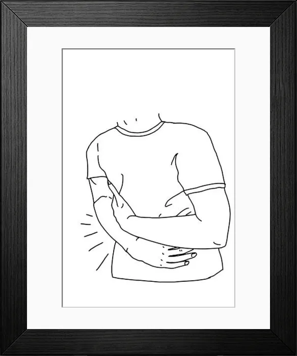 Framed Print : Stomachache, human body, illustration drawing, line art Framed Print : Stomachache, human body, illustration drawing, line art