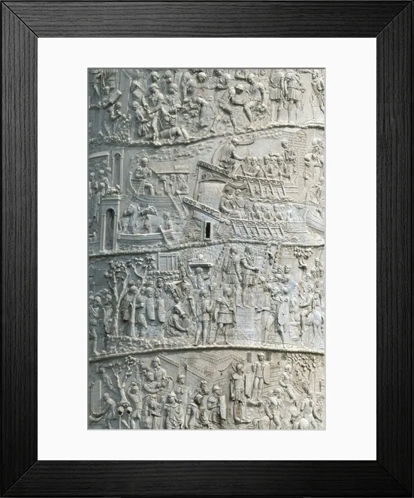 Framed Print : Detail of bas relief carvings on the Trajan's Column in Rome Italy Framed Print : Detail of bas relief carvings on the Trajan's Column in Rome Italy