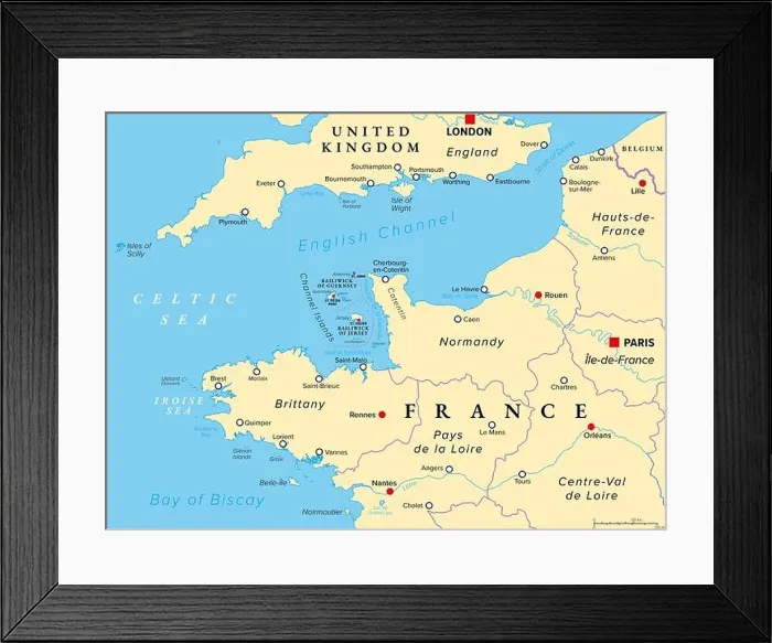 Framed Print : Northern France, political map Framed Print : Northern France, political map
