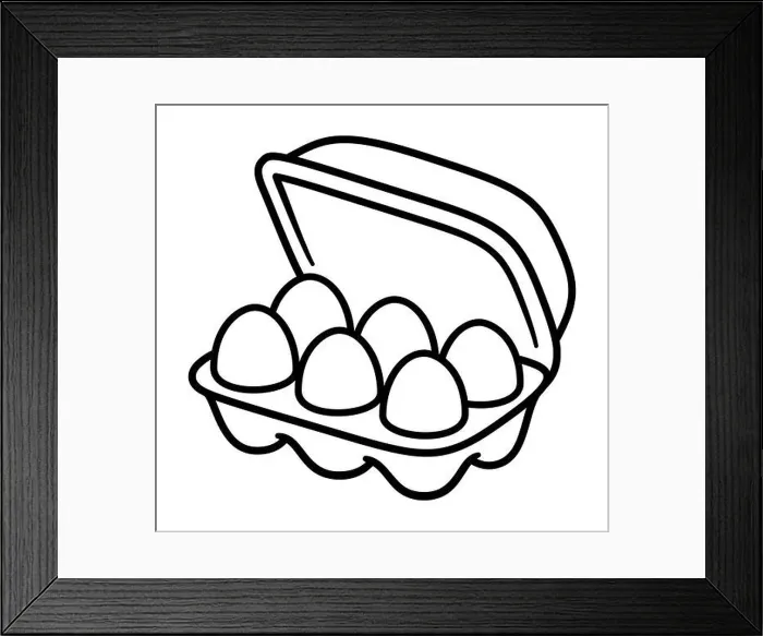 Framed Print : Hand drawn egg carton doodle line icon. Half dozen eggs container. Simple cartoon drawing, vector clip art illustration Framed Print : Hand drawn egg carton doodle line icon. Half dozen eggs container. Simple cartoon drawing, vector clip art illustration