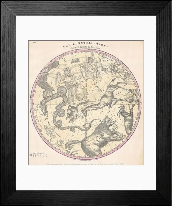 Framed Print : 1856, Burritt, Huntington Map of the Stars and Constellations of the Northern Hemisphere Framed Print : 1856, Burritt, Huntington Map of the Stars and Constellations of the Northern Hemisphere