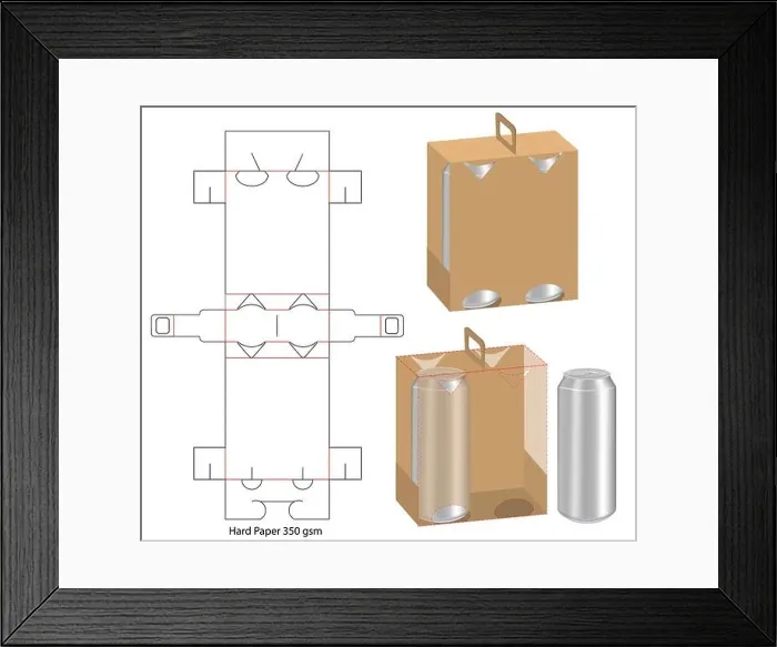 Framed Print : beverage packaging die cut template design. 3d mock-up Framed Print : beverage packaging die cut template design. 3d mock-up