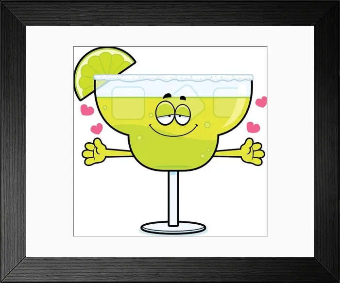 Framed Print : A cartoon illustration of a margarita ready to give a hug Framed Print : A cartoon illustration of a margarita ready to give a hug
