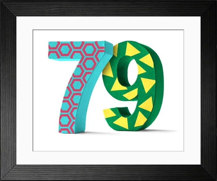 Framed Print : colorful cardboard number 79 Framed Print : colorful cardboard number 79