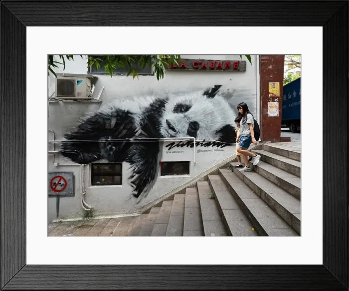 Framed Print : Street art on wall in Central district of Hong Kong, China Framed Print : Street art on wall in Central district of Hong Kong, China