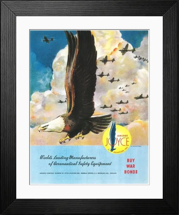 Framed Print : 1943 WW2 Joyce Airchox Aviation Eagle Ad - Aeronautical Safety Equipment - Buy War Bonds Framed Print : 1943 WW2 Joyce Airchox Aviation Eagle Ad - Aeronautical Safety Equipment - Buy War Bonds