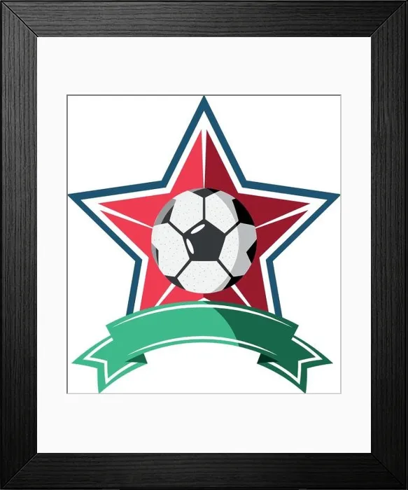 Framed Print : Ball on star with ribbon detailed style icon design Framed Print : Ball on star with ribbon detailed style icon design