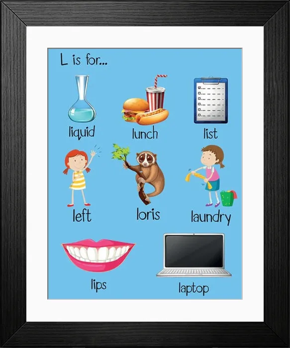Framed Print : Many words begin with letter L Framed Print : Many words begin with letter L