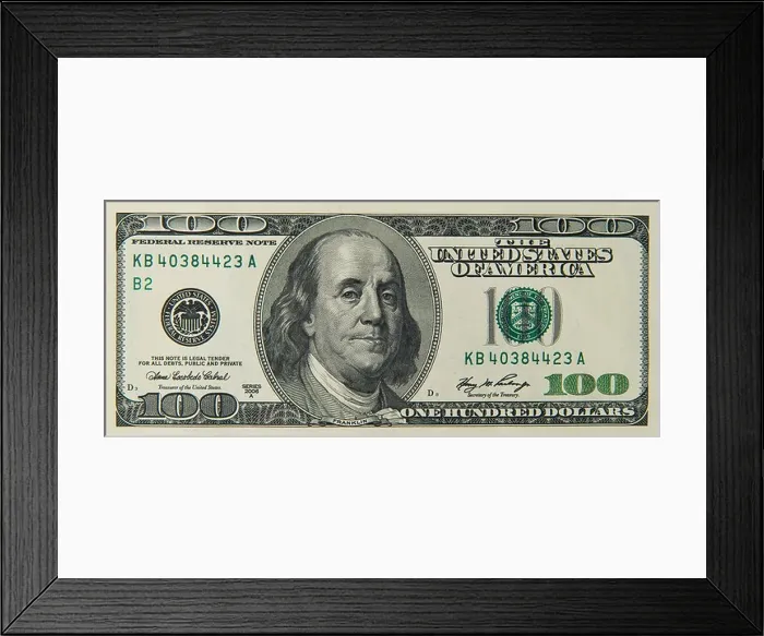Framed Print : 100 one hundred dollar dollars bill note bills notes Framed Print : 100 one hundred dollar dollars bill note bills notes