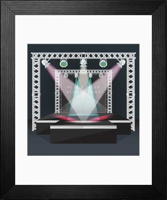 Framed Print : podium stage banner back lights truss illustration Framed Print : podium stage banner back lights truss illustration