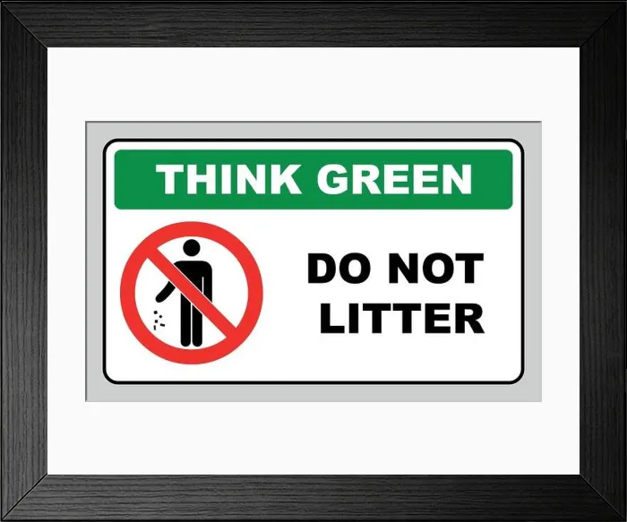 Framed Print : Think green concept, do not litter symbol Framed Print : Think green concept, do not litter symbol