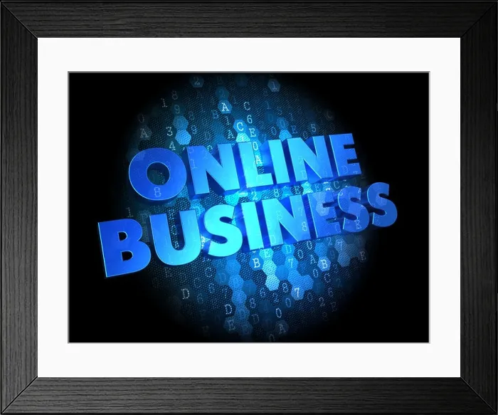 Framed Print : Online Business on Dark Digital Background Framed Print : Online Business on Dark Digital Background