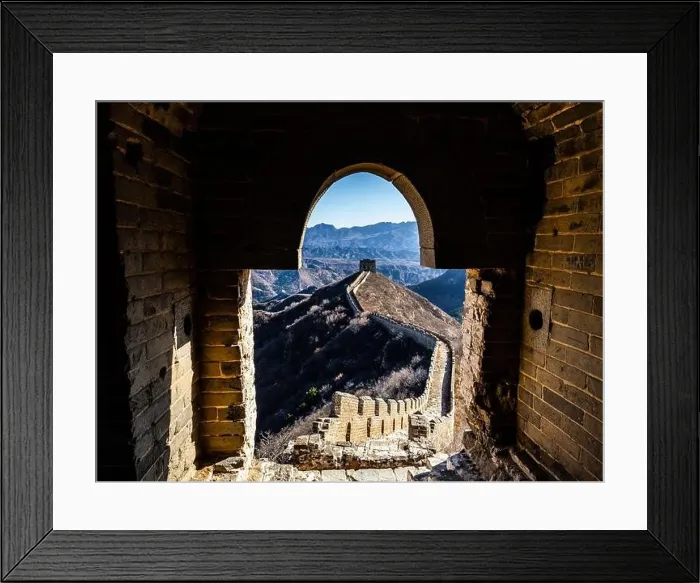 Framed Print : A scenic tunnel leading to the iconic Great Wall of China Framed Print : A scenic tunnel leading to the iconic Great Wall of China