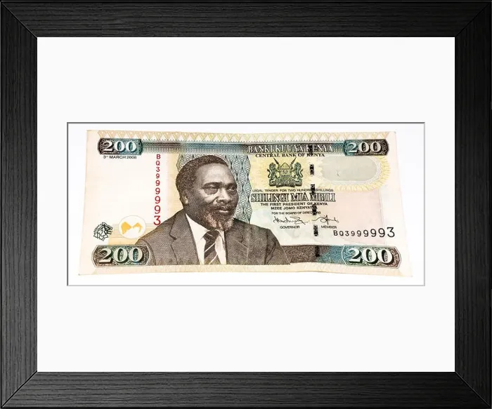 Framed Print : 200 Kenyan shillings bank note of Kenya. Kenyan shilling is the national currency of Kenya Framed Print : 200 Kenyan shillings bank note of Kenya. Kenyan shilling is the national currency of Kenya