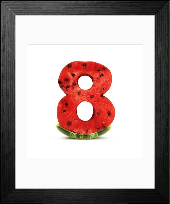 Framed Print : Watermelon Numbers isolated on white background (Number 8) Framed Print : Watermelon Numbers isolated on white background (Number 8)