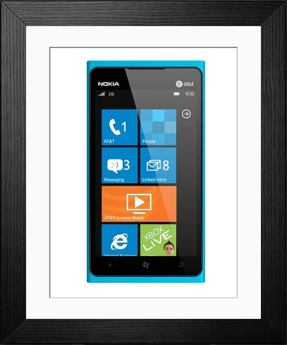 Framed Print : New Nokia smartphone design in blue. Featuring Windows Phone OS, handsets Lumia 900 Framed Print : New Nokia smartphone design in blue. Featuring Windows Phone OS, handsets Lumia 900