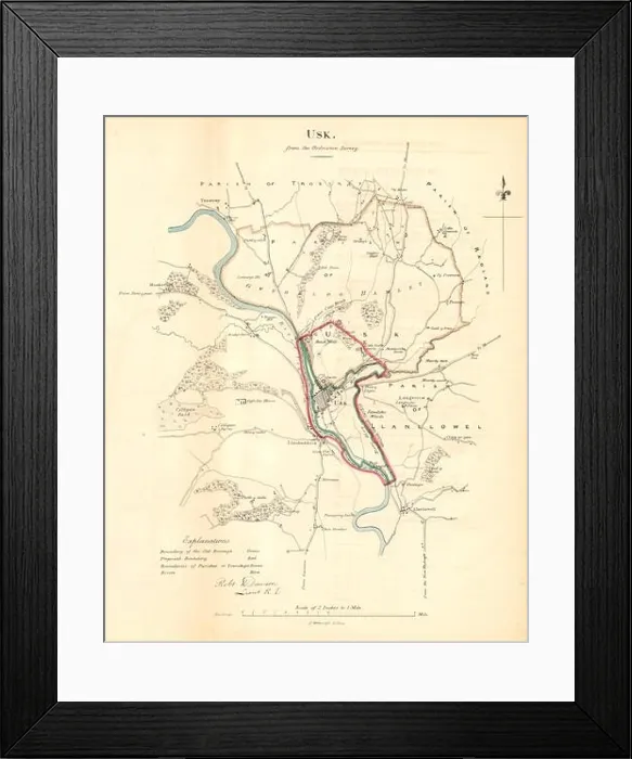Framed Print : USK borough / town plan. REFORM ACT. Llanbadoc. Monmouthshire. DAWSON, 1832 map Framed Print : USK borough / town plan. REFORM ACT. Llanbadoc. Monmouthshire. DAWSON, 1832 map