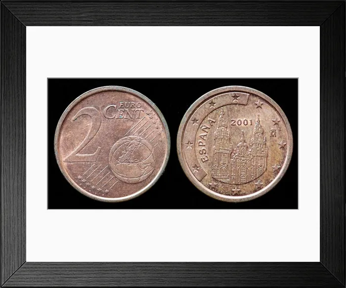 Framed Print : 2 Euro cent coin, Spain, 2001 Framed Print : 2 Euro cent coin, Spain, 2001