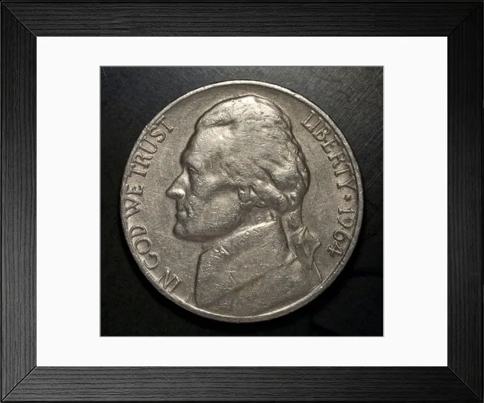 Framed Print : Five cents coin USA E PLURIBUS UNUM Monticello Framed Print : Five cents coin USA E PLURIBUS UNUM Monticello
