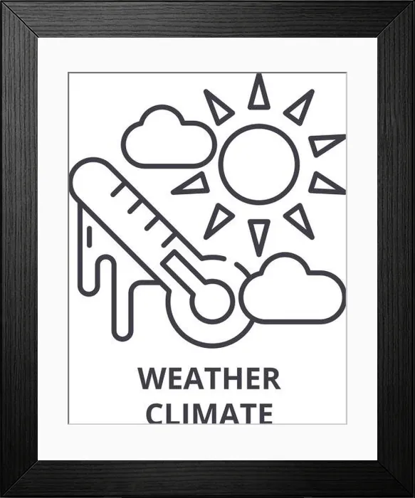 Framed Print : Weather climate line icon concept. Weather climate vector linear illustration, symbol, sign